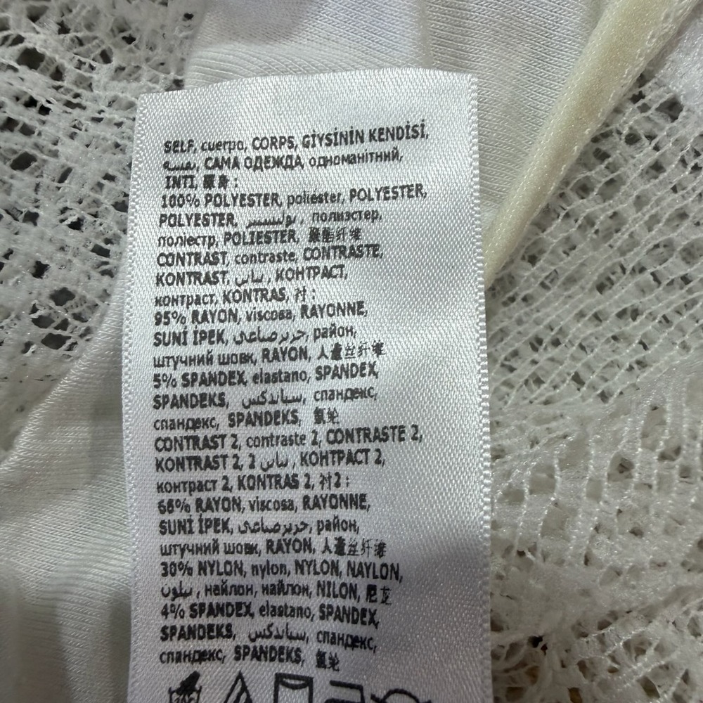 Bebe White Lace Sheer Mesh Bodysuit Long Sleeve Y2K Coquette Fairy Festival SZ S - Picture 7 of 8